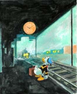 Tony Fernandez, Disney Artist | Donald Duck "Last Train" - Original Painting - Tony Fernandez Signed - Acrylic Art | Catawiki