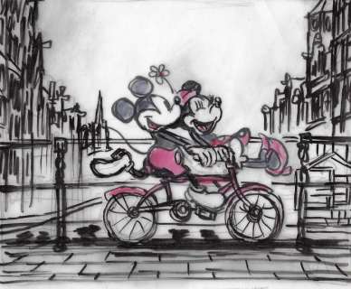 Tony Fernandez, Disney Artist | Mickey & Minnie - Love Ride - Original Preliminary Sketch - Tony Fernandez Signed | Catawiki