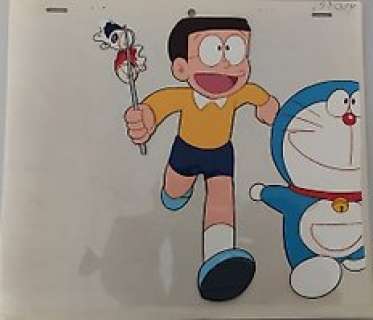 Fujiko F. Fujio | DORAEMON - 2 x Original Anime Cels and 2 x Original Animation Production Drawings (Douga) of Doraemon - Exemplaire unique - (1979/2005) | Catawiki