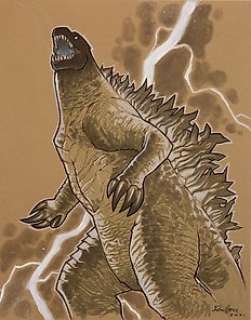 David Messina - David Messina Illustrazione originale - "Gojira" - Tecnica mista su carta - 28x35,6cm - (2021)