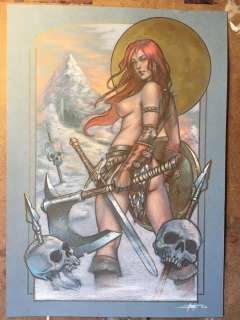 Luca Strati | Red Sonja - Luca Strati - Original Artwork A3 â€œIce Landâ€ - Page volante - Exemplaire unique (2022) | Catawiki