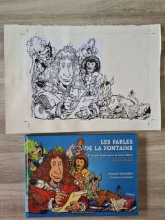 Walthéry, François | Walthéry, François - Dessin original + album - Couverture - Les Fables de La Fontaine - (2018) | Catawiki