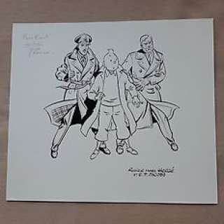 Yves Rodier - Hommage Ã  Hergé et Jacobs - Dessin original - Tintin / Blake et Mortimer - (2019)