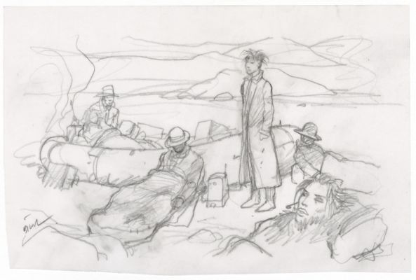 Enki Bilal | GRAPHITE IN PROGRESS 3 – Dessin original 99 | Galerie Barbier