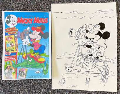Ray Nicholson | Micky Maus 1993-18 - Original Disney ink drawing by Ray Nicholson for Germany Mickey Mouse Magazine - (1993) | Catawiki