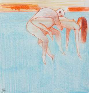 Lorenzo Mattotti - Nell‘acqua Crayon de couleur et pastel pour un très beau