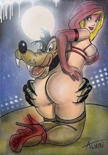 Alvin Silvrants | Two full moons Red Riding Hood - Original drawing in colour by Alvin Silvrants | Catawiki