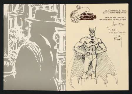 Batman Sketch by Joe Kubert in Abraham Stone Country Mouse, City Rat GN | mycomicshop.com