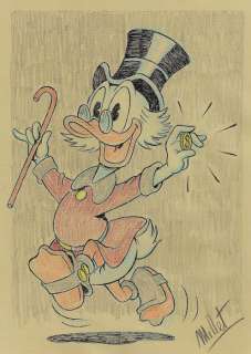 Millet | Uncle Scrooge - "Happy Time with first Dime" - Signed Original Drawing by Millet | Catawiki