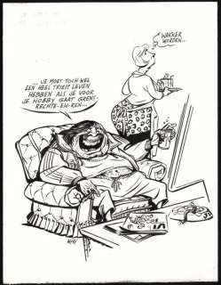 Vleeschouwer, Willem | Vleeschouwer, Willem - Originele tekening - Spotprent Johan Derksen - Page volante - (2000/2005) | Catawiki