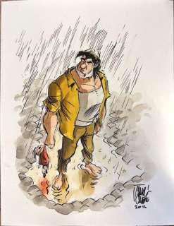 Charel Cambré | Amoras / Amphoria - Originele tekening van Jerom en Schanulleke in kleur uit de serie Amoras - (2014) | Catawiki