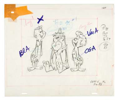 THE FLINTSTONES ANIMATION PRODUCTION ORIGINAL LEAD PENCIL ART. | Hake’s