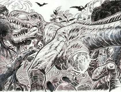 Roger Bonet - 5 original drawings: The other Jurassic Park – Roger
