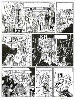 Teun Berserik | Blake et Mortimer, L’île du loup, planche originale à l’encre de chine parue dans le journal Tintin Spécial 77 ans en 2023. | Septimus
