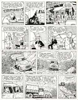 Tillieux | Gil Jourdan, Le Chinois à 2 roues, planche originale à l’encre de chine pour cet album paru en 1967 chez Dupuis. | Septimus