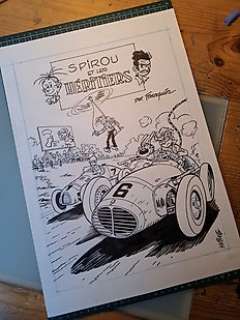 Krings, Jean-Marc | Krings, Jean-Marc - Dessin original + crayonné original - Hommage à Franquin | Catawiki