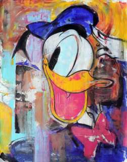 Ruttum, Street Artist | Donald Duck - Large Painting - 105 x 83 cm -Original Street Art - RUTTUM - Canvas - Acrylic Art - Original Artwork | Catawiki