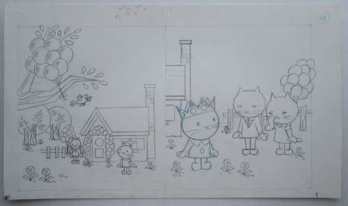 Ray Goossens (Studio) | Ray Goossens (Studio) - MUSTI - Originele pagina (potlood versie) (p.25) - Musti is jarig - (2003) | Catawiki