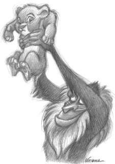 Joan Vizcarra | Rafiki and Baby Simba [The Lion King] - Original Drawing - Joan Vizcarra - Pencil Art - Original Artwork | Catawiki