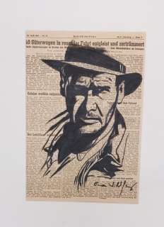 Emma Wildfang | Indiana Jones - Original artwork on a newspaper from 1952 - EO - (2023) | Catawiki