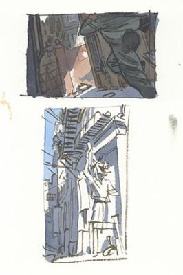 Juanjo Guarnido | Blacksad, Tome 4, L’Enfer, le silence, Recherches de cases, cases n°1 et 6 planche 31 | Galerie 9ème Art