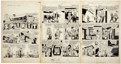 Will Eisner The Spirit (Weekly Comic Book) Complete 7-page Story "Fat Looie" Original Art dated - | Heritage