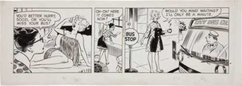 Bob Oksner Soozi Daily Comic Strip Original Art dated 10-24-67 (Publishers-Hall Syndicate, 1967). Snoozing Soozi -