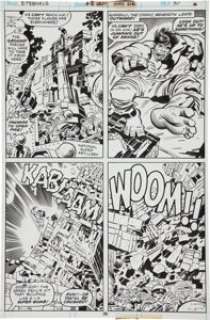 Jack Kirby and Mike Royer Eternals #15 Cosmic Hulk Page 30 Original Art (Marvel, 1977). The battle between Ikaris -