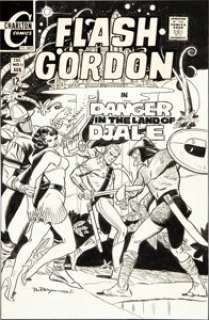 Pat Boyette Flash Gordon #15 Cover Original Art (Charlton, 1969). Pat Boyette went all-in on this spectacular -