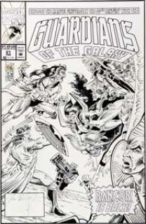 Jim Valentino and Dan Panosian Guardians of the Galaxy #21 Cover Original Art (Marvel, 1992). Beware the return of -