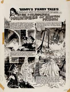 Rafael Auraleon - vampirella #20 inside back cover (3 decapitated women from guillotine! ) large art - 1972