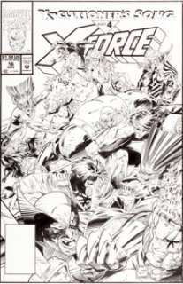 Greg Capullo and Harry Candelario X-Force #16 Cover Original Art (Marvel, 1992). In "X-cutioner‘s Song Part -