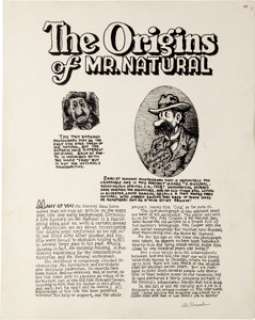 Robert Crumb Mr. Natural #1 Complete 3-Page Story "The Origins of Mr. Natural" Original Art (Apex - | Heritage