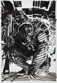 Jim Lee Deathblow #3 Cover Original Art (Image, 1994). This very intense cover is signed and dated by Jim -