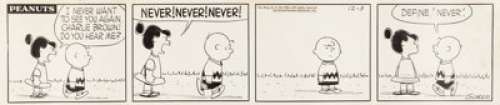 Charles Schulz Peanuts Daily Strip Original Art dated 12-3-57 (United Feature Syndicate, 1957). This one - | Heritage