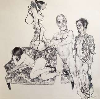 Riccardo Mannelli | Riccardo Mannelli - Illustrazione originale #7 pubblicata su “Satira Madre” - 2023 - Page volante - Exemplaire unique | Catawiki