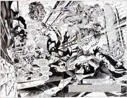 Adam Kubert and Bill Reinhold Ghost Rider/Blaze: Spirits of Vengeance #5 Double Splash Page 2-3 Original -