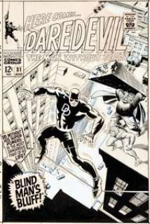 Gene Colan, Frank Giacoia, and John Romita Sr. Daredevil #31 Cover Original Art (Marvel, 1967). "DD -