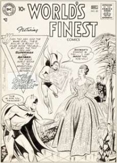 Dick Sprang and Stan Kaye World‘s Finest #85 Cover Superman and Batman Original Art (DC, 1956). This is -