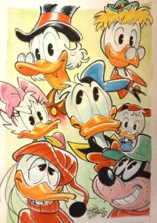 Alessandro Gottardo | Donald Duck - "Facce di Paperopoli" - Original Watercolour Drawing by Alessandro Gottardo - (2022) | Catawiki