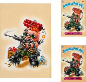 John Pound Garbage Pail Kids Series 1 Card #41A/B "Mean Gene and Joltin‘ Joe" Illustration -