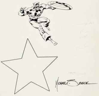 Mike Zeck (as Michael J. Zeck) Captain America Logo Element Original Art (Marvel Comics, 1982).... | Heritage