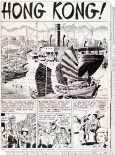 Reed Crandall Extra! #2 Complete 6-Page Story "Hong Kong" Original Art (EC, 1955).... (Total: 6 Original Art) | Heritage