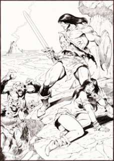 John Buscema and Steven Butler Conan Illustration Original Art (2001)....