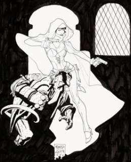  - Mike Mignola and Matt Haley - Hellboy and Ghost Illustration Original Art (1995)....