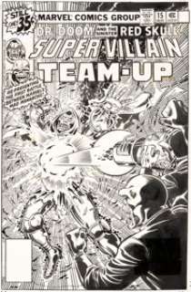  - George Pérez and Joe Sinnott Super-Villain Team-Up #15 Cover Doctor Doom and the Red Skull Original Art (Marvel, 1...