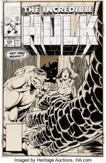 Dale Keown and Bob McLeod Incredible Hulk #374 Cover Original Art (Marvel, 1990). The Thing versus the -