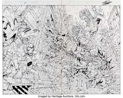 Stephen Platt and Marlo Alquiza Prophet #5 Wraparound Cover Original Art (Image, 1996). Prophet battles -