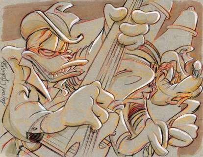 Miguel Sánchez Babiano | Donald Duck, Goofy - Duckie MIngus and Gooford Jordan - Signed Original Drawing by Miguel Sánchez Babiano - (2023) | Catawiki