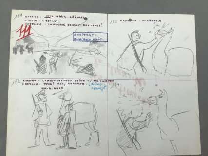 Studio Belvision | Tintin - Story Board - Dessin Animé « Le Temple du Soleil » | Catawiki